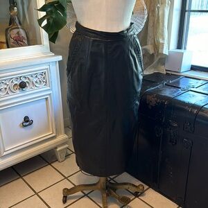 Vintage Leather Midi Skirt